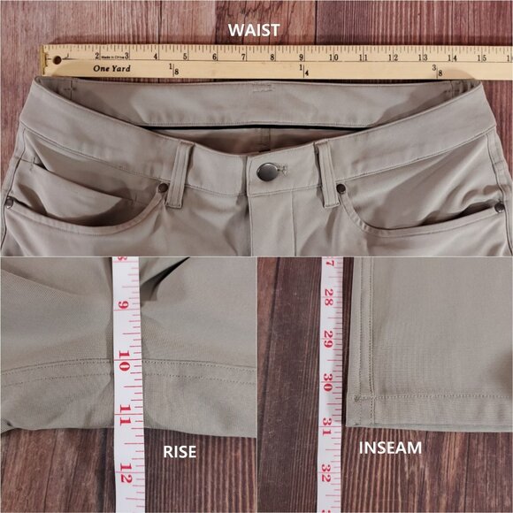 Lululemon Mens Size 30X31 ABC Pants Slim Warpstreme Tan M5704S - Picture 9 of 9